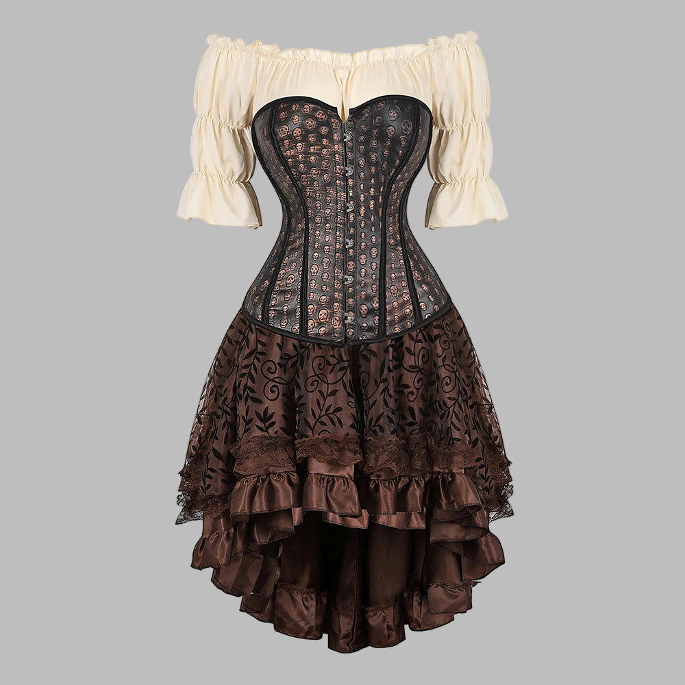 Steampunk Dress with Skull Corset and Lace