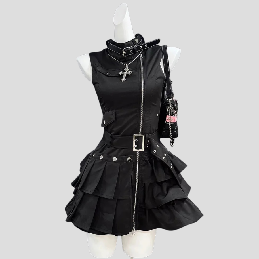 punk rock party dress Women's Punk Irregular Plunging Halterneck Party Dress Punk Design
