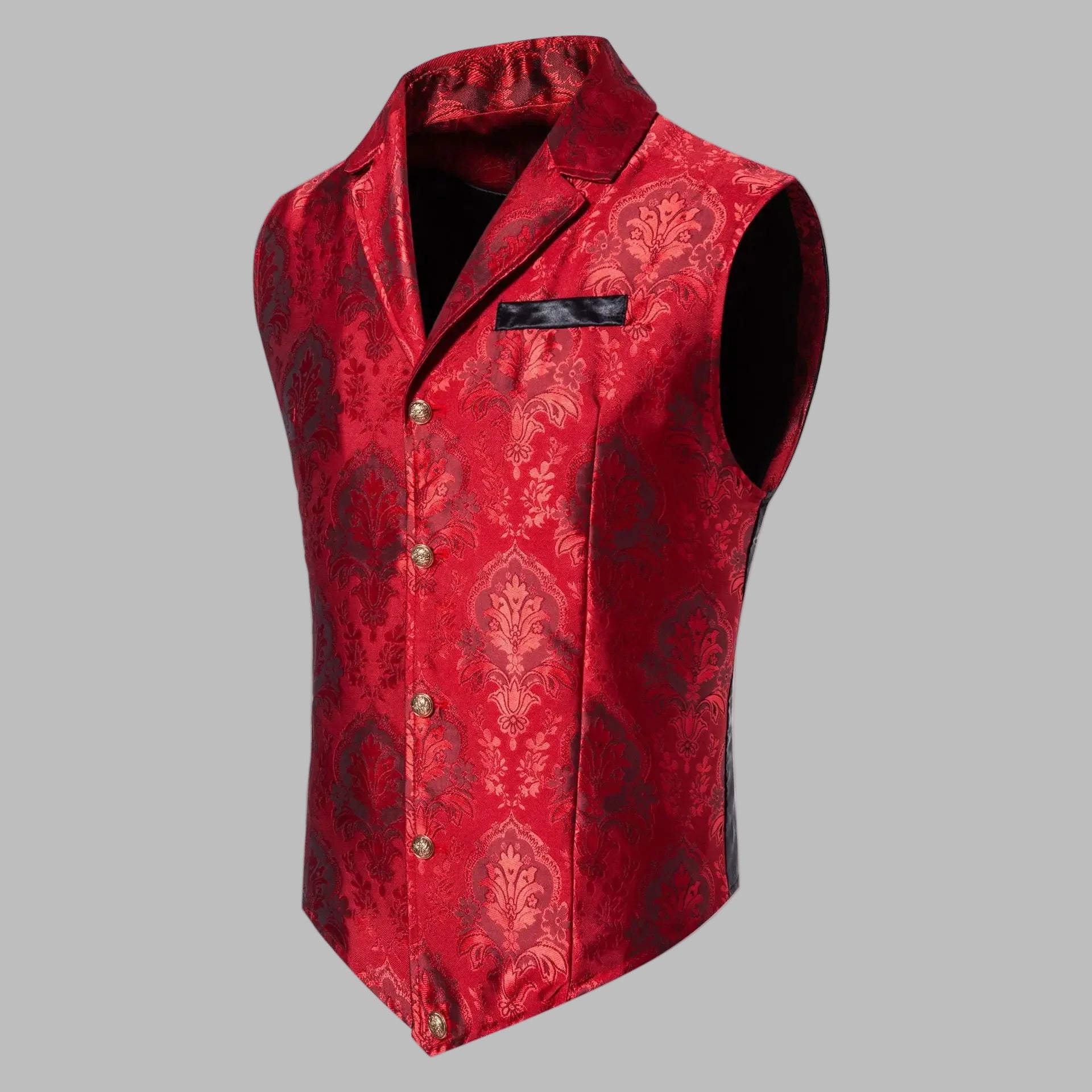 Luxury Red Rock Vest with Elegant Metal Ornaments | Gotyka